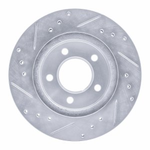 Chrysler LHS Brake Rotor (1) - Front Right - R1 Concepts - Drilled & Slotted - Silver - `98-`00